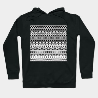 Aztec Essence Pattern II Black on White Hoodie